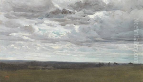 Etude De Ciel Nuageux Sur Une Plaine Oil Painting by Ernest Hareux