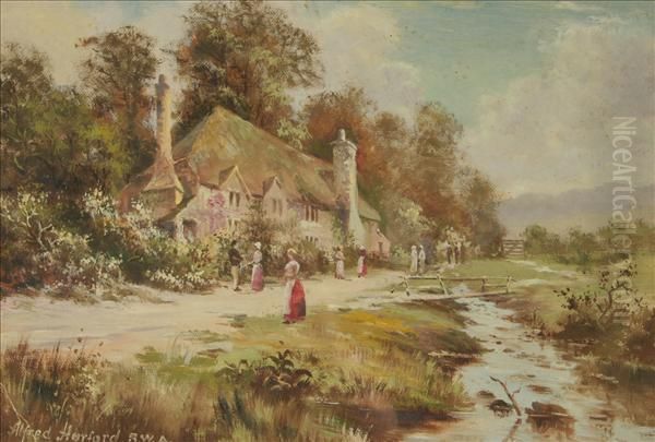 'nearporlock'; 'the Crofter's ..., Nr. Loch......, Oban' Oil Painting by Alfred Harford