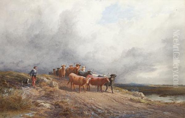 A Highland Drover Oil Painting by Edward Hargitt