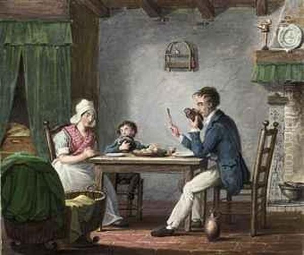 Mischief At The Dinner Table Oil Painting by Johannes Hari