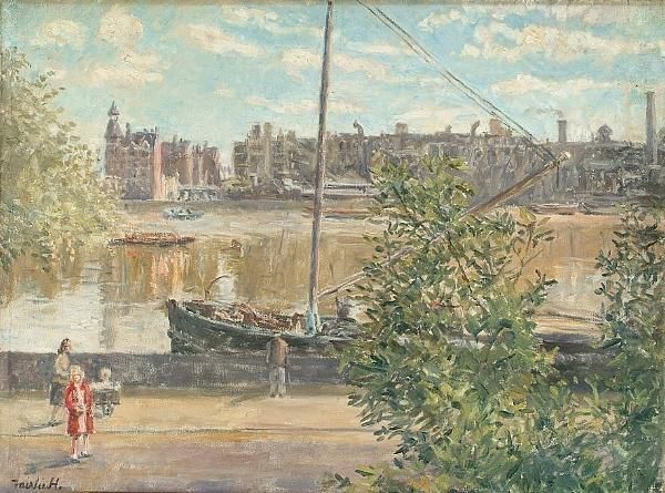 A Walk Along The Thames Oil Painting by Fairlie Harmar