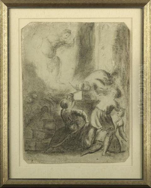 Angel Departing From The
Family Of Tobias Oil Painting by Rembrandt Van Rijn