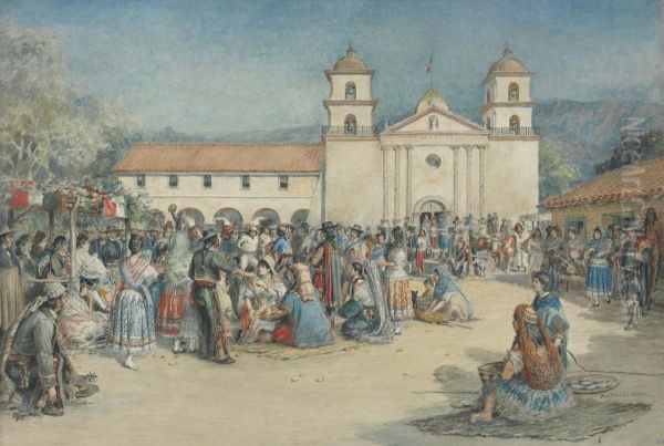 The Santa Barbara Mission Oil Painting by Alexander F. Harmer