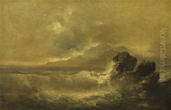 Rocky Seascape Oil Painting by Charles Henry Harmon