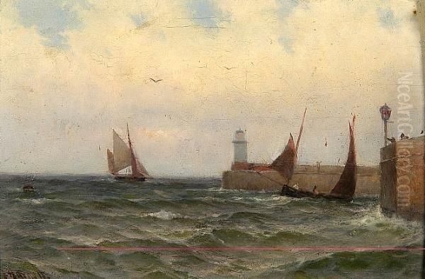 Boats Off The Pier Oil Painting by B. J. Harnett