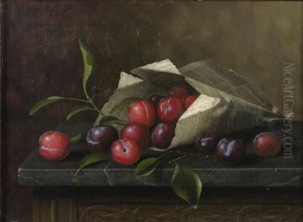 Plums On A Table Oil Painting by William Michael Harnett