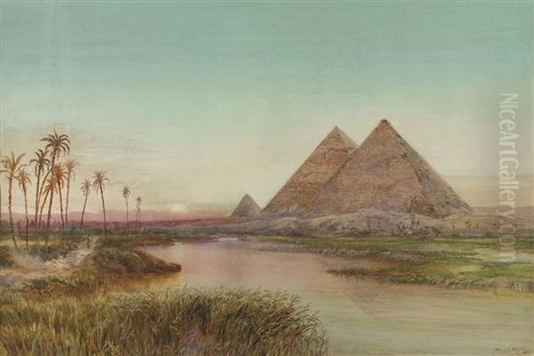 Pyramids Of Gizah Oil Painting by Henry Andrew Harper