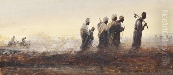 Arab Workers Returning From The Fields Oil Painting by Henry Andrew Harper