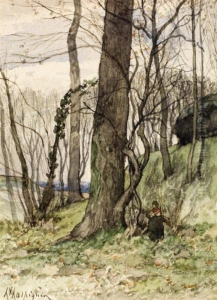 Paysage Arbore Anime Oil Painting by Henri-Joseph Harpignies