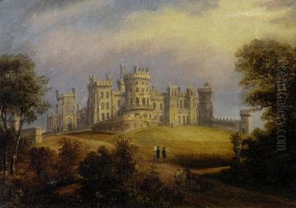 A View Of Belvoir Castle, Leicestershire Oil Painting by Richard Bankes Harraden