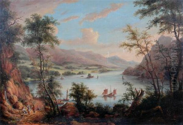 Ullswater From Skybarrow Crag Looking Towards Llulph's Tower Oil Painting by Richard Bankes Harraden