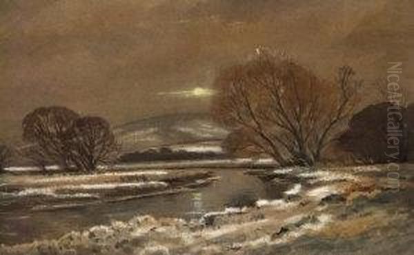 Winter In Sussex Oil Painting by Edwin Harris