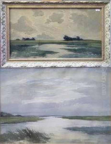 Fenland Oil Painting by Edwin Harris