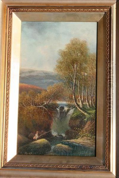 Riverlandscapes With Figures Oil Painting by George Harris