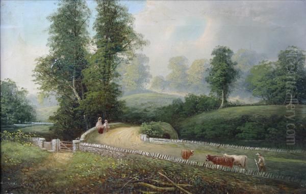 Wyckham Bridge Oil Painting by George Harris