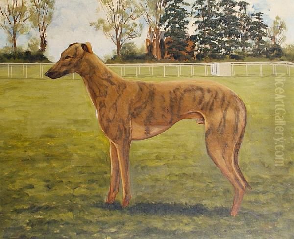 Portrait Of The Champion Greyhound 'captainpike' Oil Painting by Henry Harris