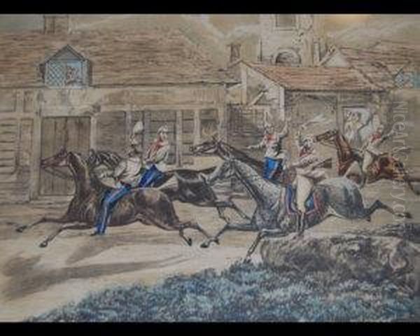 The First Steeple Chase On Record Oil Painting by John Ii Harris