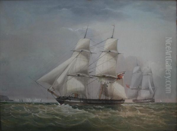 A Frigate In Two Positions And Other Vessels by James Harris of Swansea