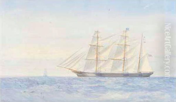 Clipper In Open Seas Oil Painting by James Harris of Swansea