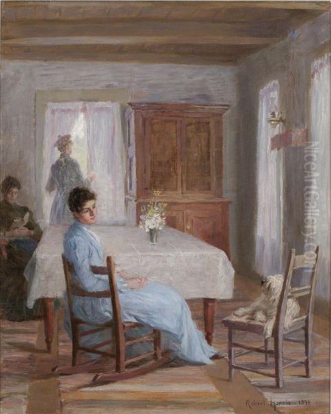 Interior With Elizabeth Putnam Oil Painting by Robert Harris