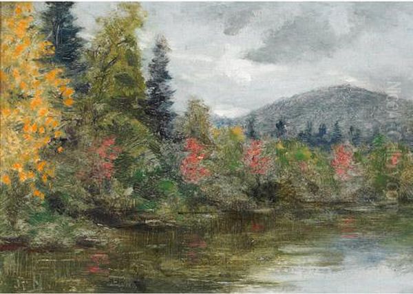 On Mirror Lake, Lake Placid Oil Painting by Robert Harris