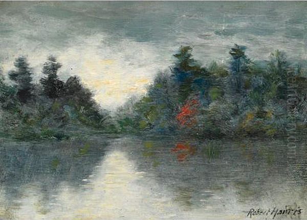 Mirror Lake, Lake Placid Club Oil Painting by Robert Harris