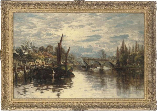 Richmond Bridge, London Oil Painting by William E. Harris