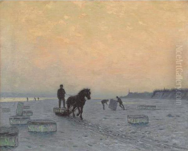 The Ice Harvest Oil Painting by Lowell Birge Harrison