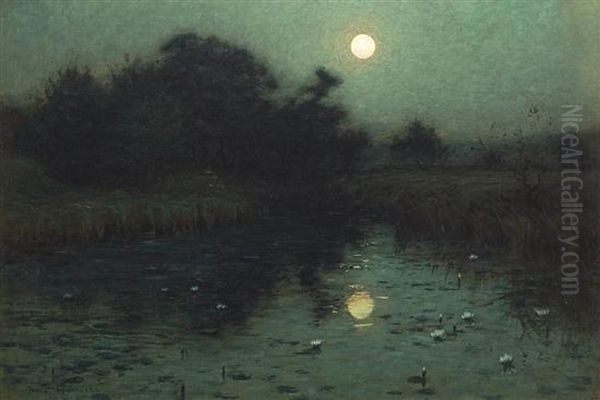 Moonlight Over A Pond Oil Painting by Lowell Birge Harrison