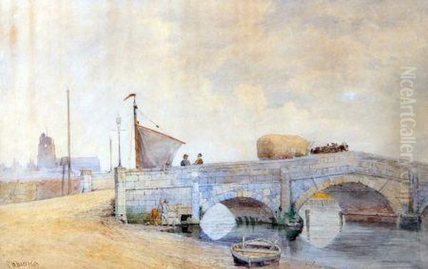 Bridge At Beccles Oil Painting by Charles Harmony Harrison