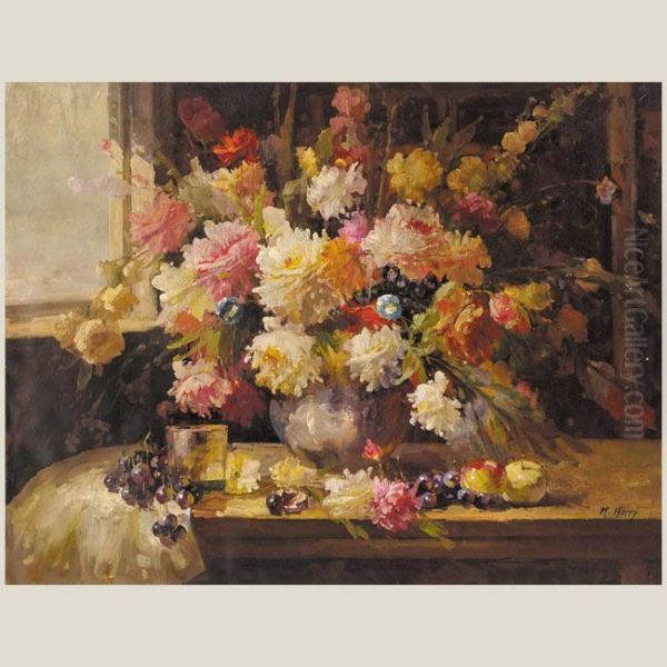 Flores Oil Painting by M Harry