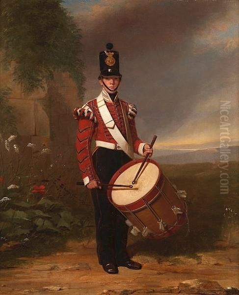 A Drummer Boy Of The Light Company Of An Infantry Regiment, Circa. 1850 Oil Painting by Conway Weston Hart