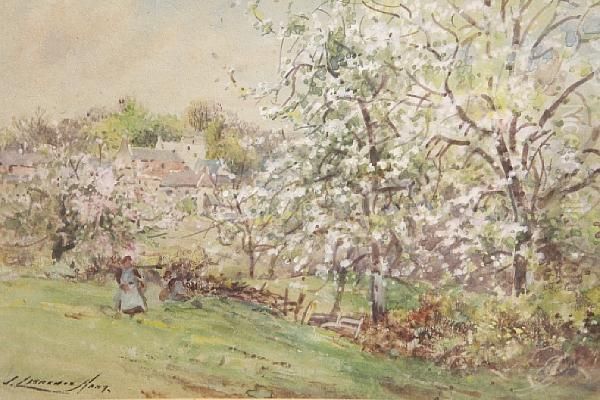 Girl In An Orchard Oil Painting by J. Lawrence Hart