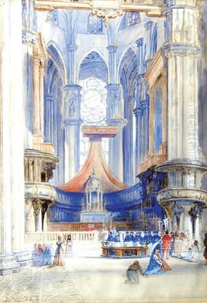 Interior Of Milan Cathedral Oil Painting by Solomon Alexander Hart