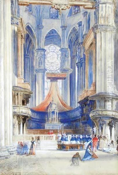 Interior Of Milan Cathedral Oil Painting by Solomon Alexander Hart