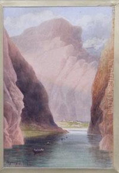 Norwegian Fjord Oil Painting by Sydney E. Hart