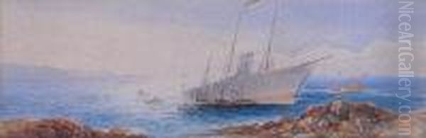 Steamer Aground On The Lizard Coast Oil Painting by Sydney E. Hart