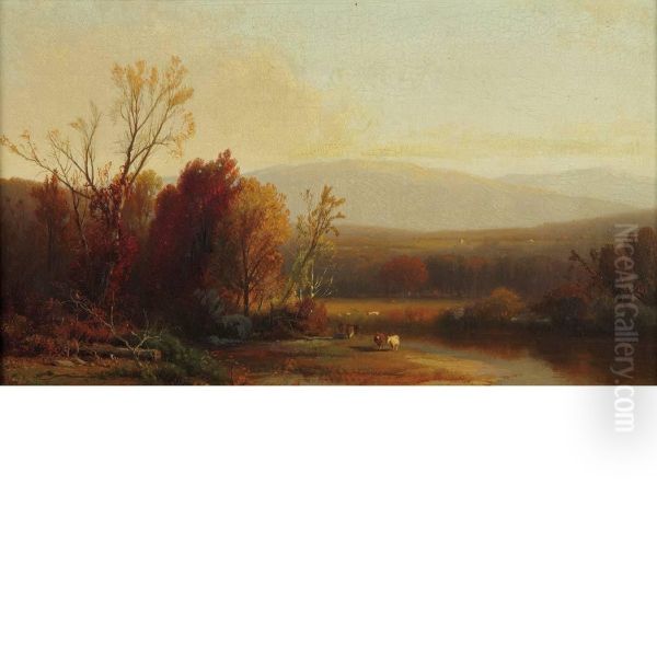 River Landscape, New England Oil Painting by William M. Hart