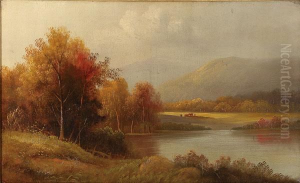 Expansive Fall Landscape With Cattle Grazing In The Distance Oil Painting by William M. Hart