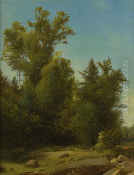 A Wooded Landscape Oil Painting by William Howard Hart