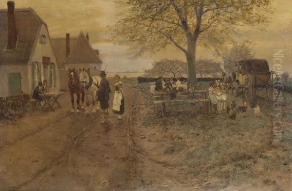 Postkutsche Vor Dem Gasthaus Oil Painting by Wilhelm Hartes