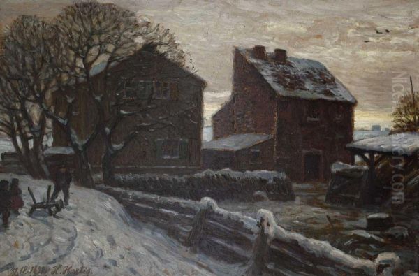 Winterlandschaft - Berlin Schoneberg Oil Painting by Hans Hartig