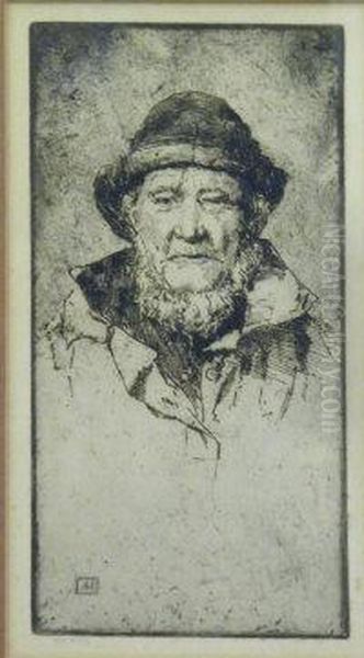 Head Of A Fisherman Oil Painting by Alfred Hartley