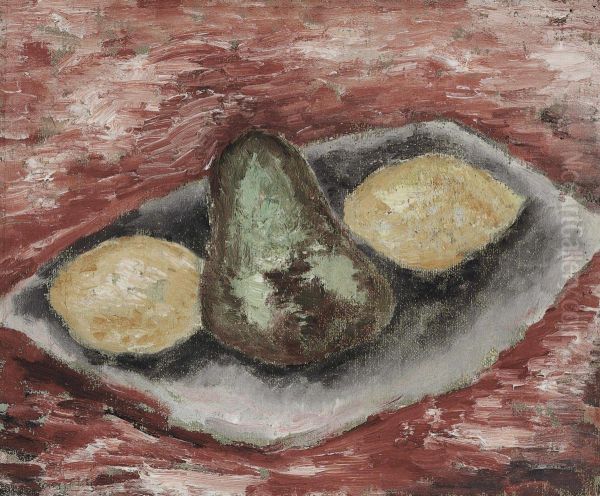 Lemons And Pear Oil Painting by Marsden Hartley