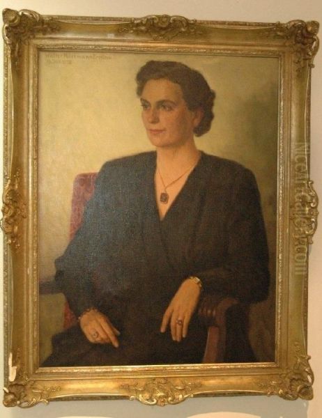 Portrait Einer Eleganten Dame Im Sessel Sitzend Oil Painting by Walter Hartmann