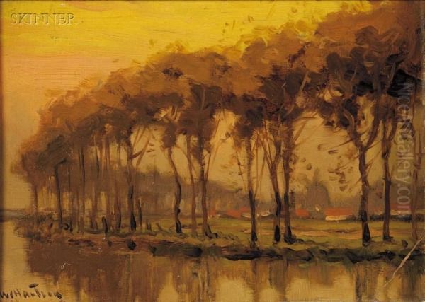 River View At Dusk Oil Painting by Walter C. Hartson