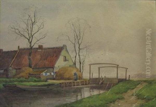 Canal In Holland Oil Painting by Walter C. Hartson