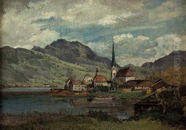 Dorf In Oberbayern Oil Painting by Max Hartwig