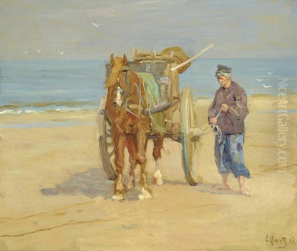 Collecting The Catch Oil Painting by Louis Hartz