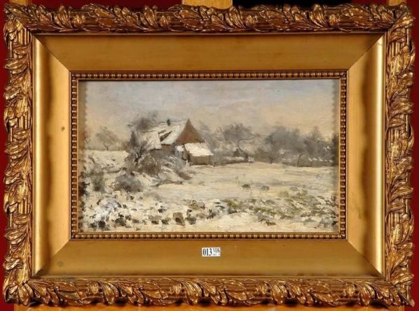 Vieille Ferme Sous La Neige Oil Painting by Louis Hartz